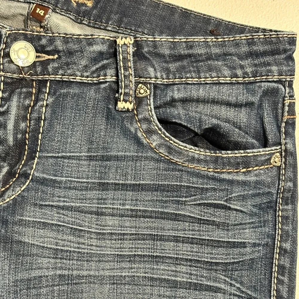 KUT from the Kloth Women's Size 14 Straight Leg Jeans Blue Medium Wash Whiskered